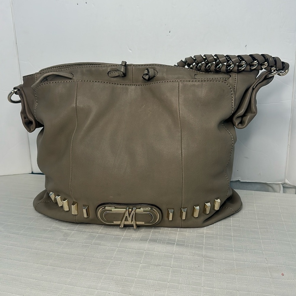 MARCIANO Bag in tan leather with light gold hardware
